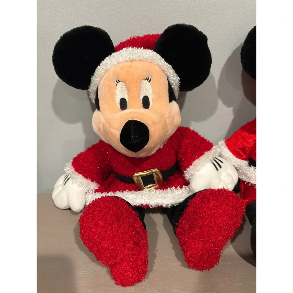 Disney store Mickey Minnie Mouse stuffed plush Christmas